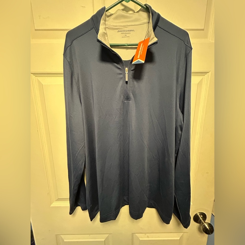 Johnston & Murphy Navy Quarter-Zip Pullover